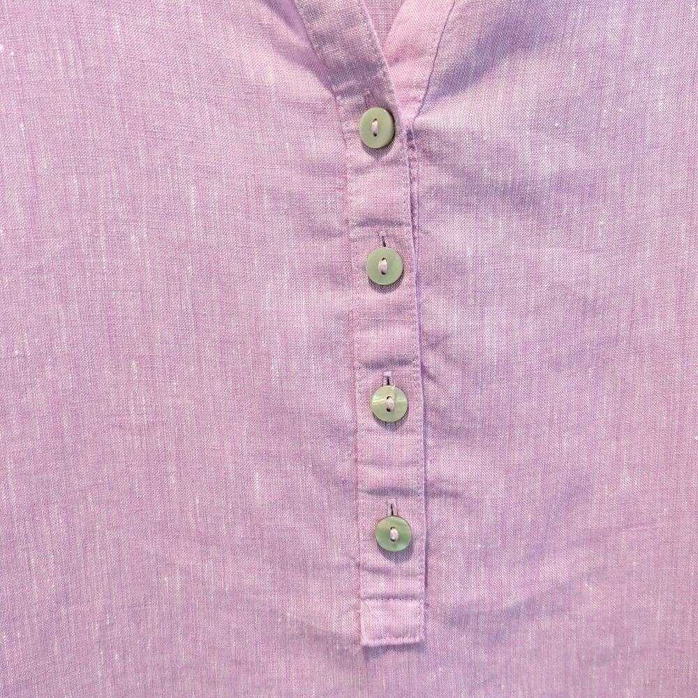 Chicos Sz 2 (US 12) Purple 100% Linen Popover Tunic V Neckline Lagenlook - Picture 3 of 6